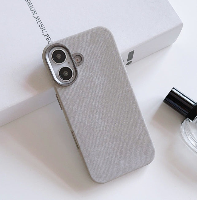 Étui de téléphone en cuir magnétique en flanelle