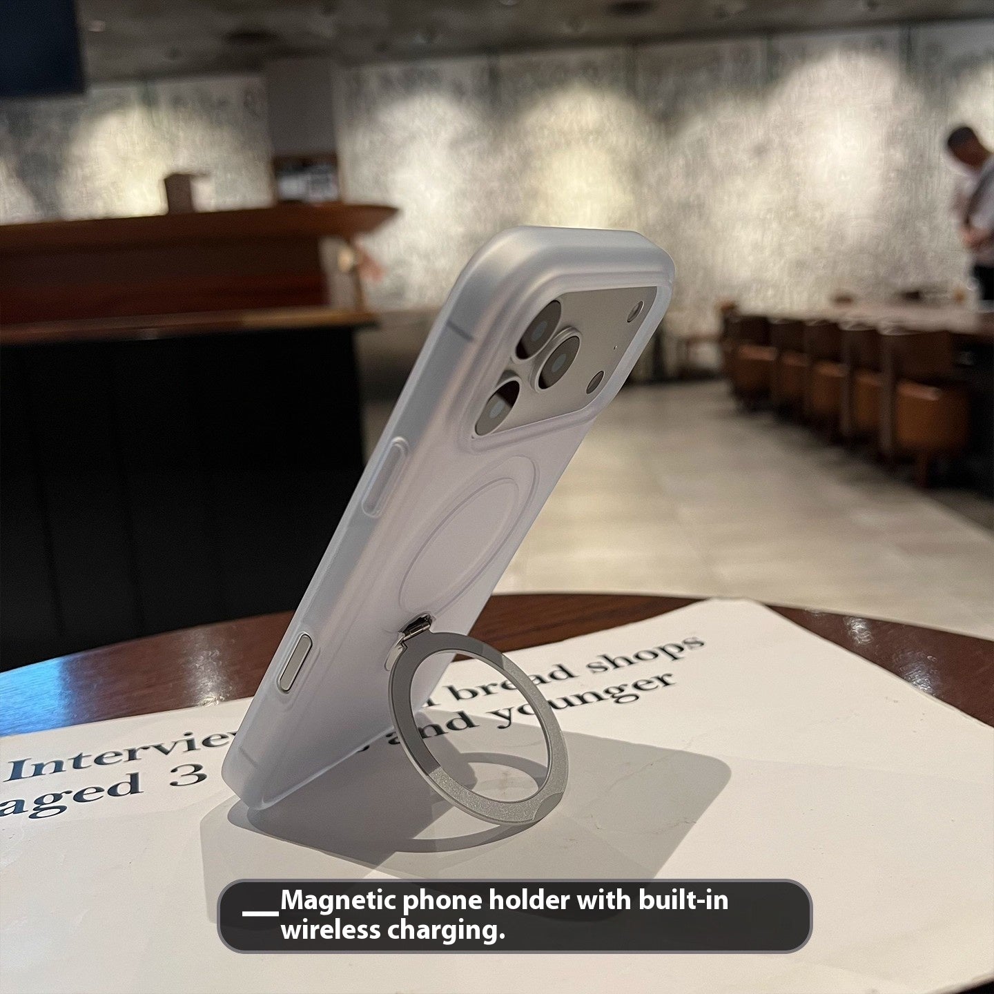 360 Rotation son magnétique à aspiration boîtier de téléphone cas de peau se sentant gelé