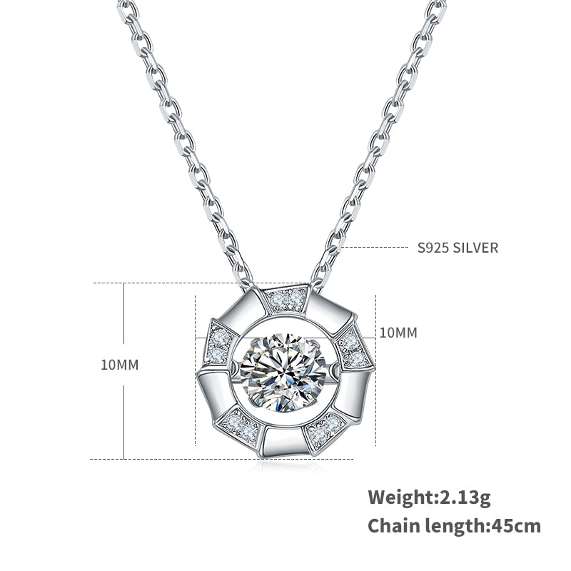 S925 Argent Sterling 0.5ct D Couleur VVS1 Moissanite Col rond circulaire 45cm Platine