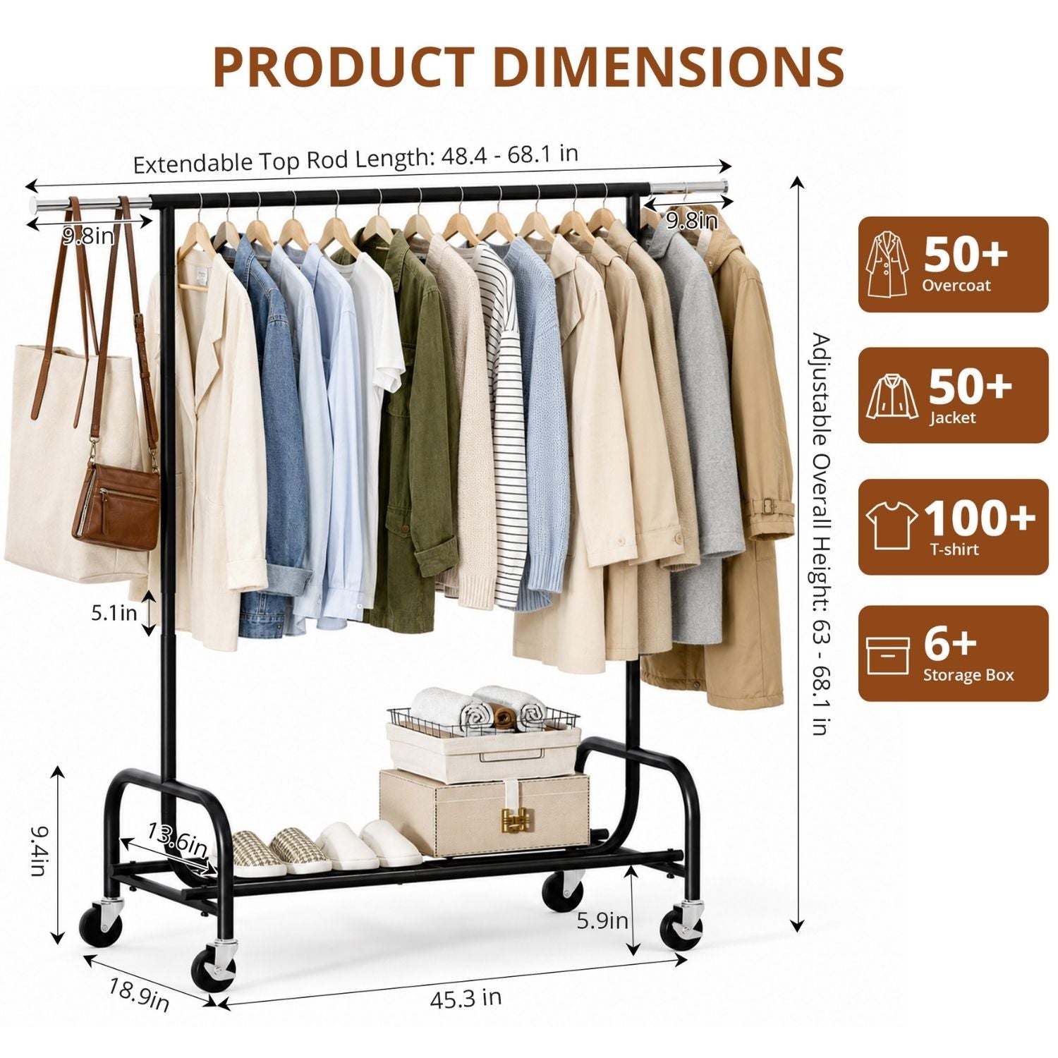 Rack de vêtements avec roues