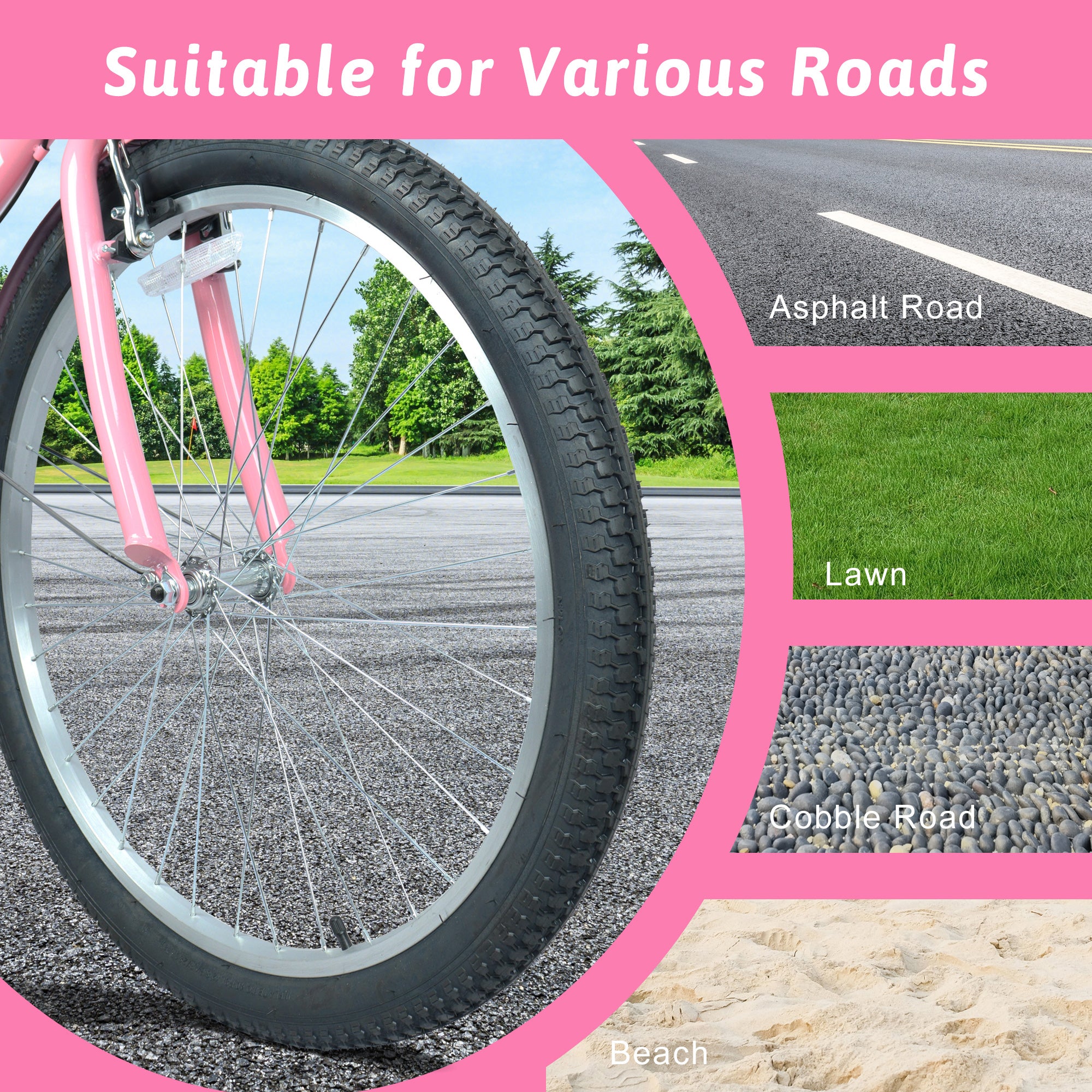 26 pouces vélo de navette de ville à 7 vitesses avec serrure et panier amovible Cadre en acier haute sensibilité