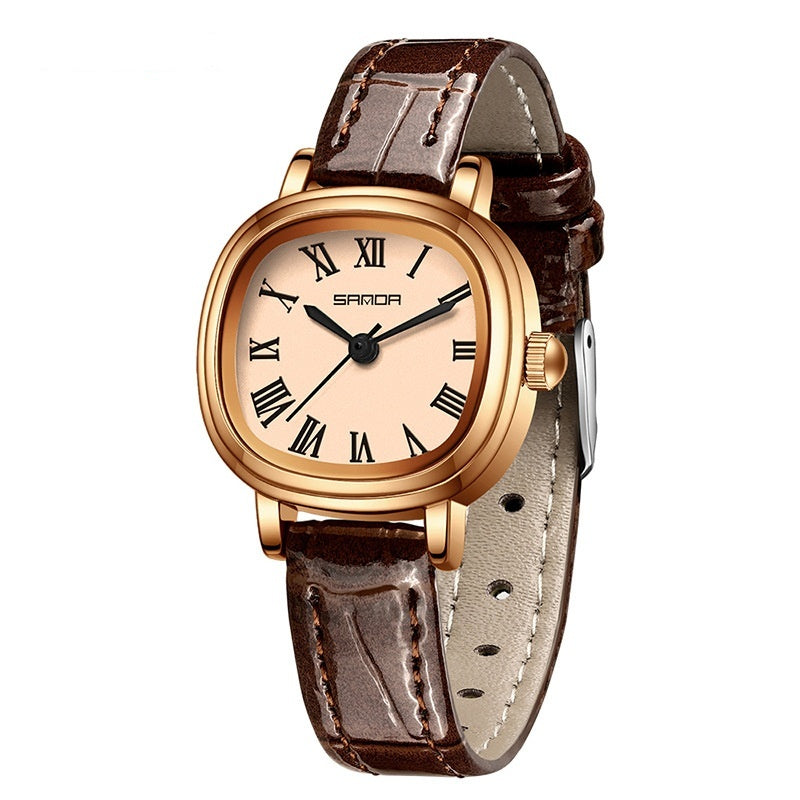 Montre Quartz à échelle romaine carrée féminine