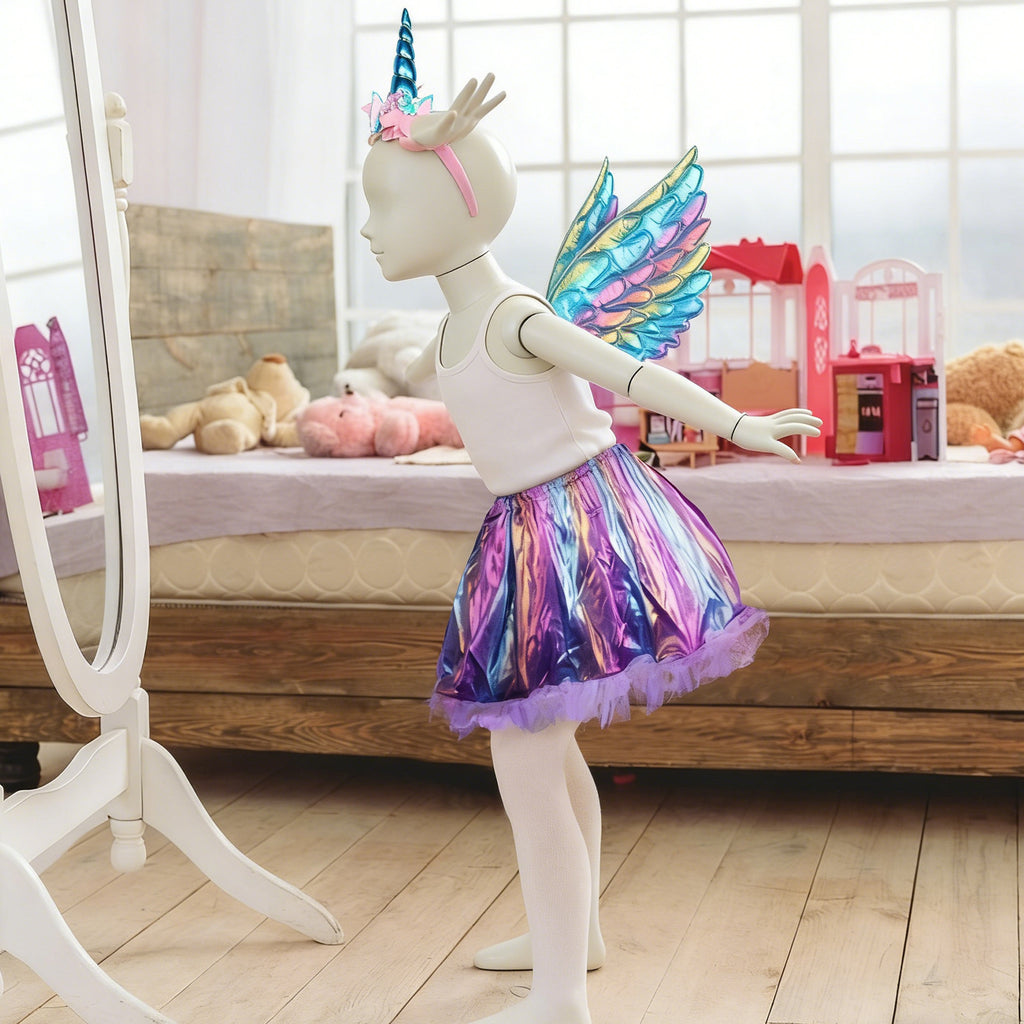 3-Piece Blue Unicorn Party Outfit pour les fêtes de costume et les célébrations—Ensemble d'accessoires de partie