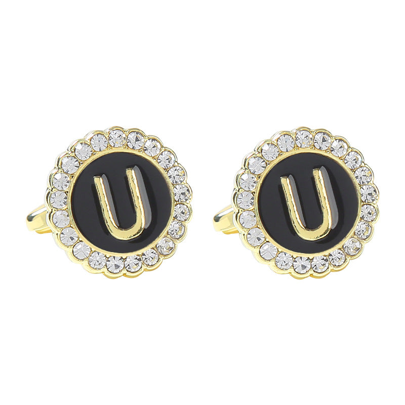 Rond Diamant French Cufflinks 26 lettres pour hommes