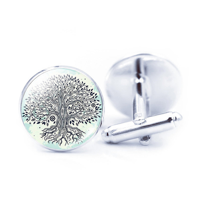 Pierre du temps simple arbre de vie Cufflinks