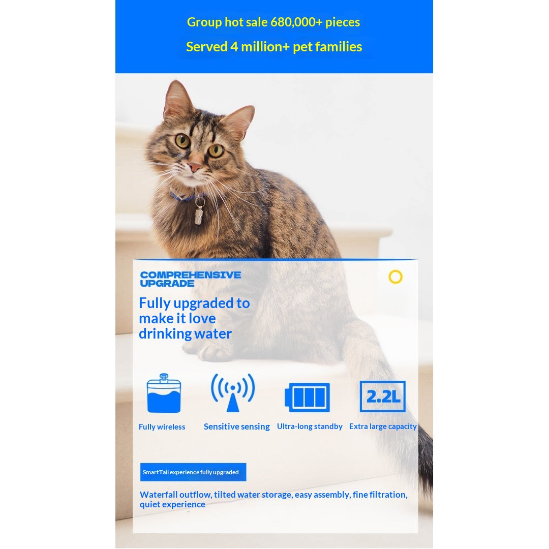 Fontaine d'eau pour animaux de compagnie à détecteur automatique