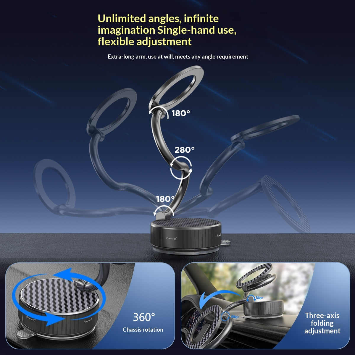 Adsorption magnétique sous vide Glue Suction Cup Car Phone Navigation Rotating pliing Stand
