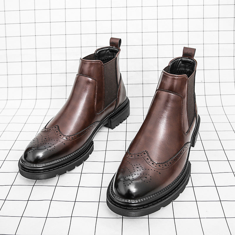 Bottes de mode en cuir haut de gamme hommes