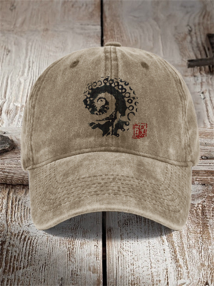 Chapeau imprimé en coton lavé Style distrait Hommes Vintage