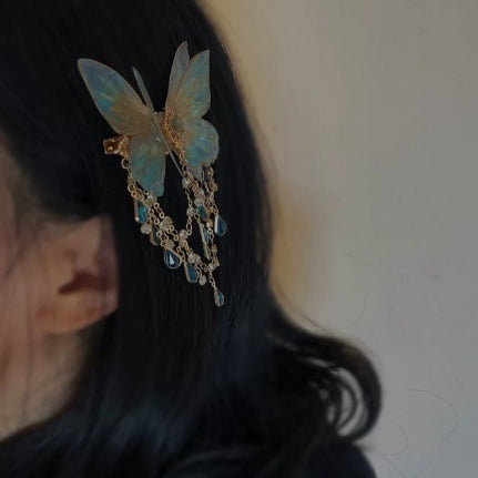 Style chinois Clip de cheveux papillon avec une tête de Tassel style antique