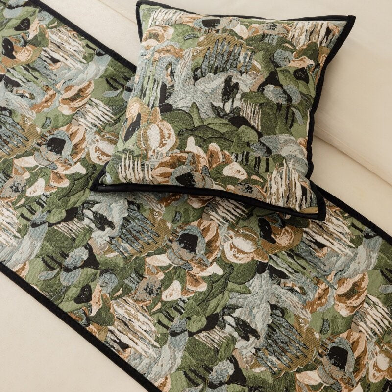 Retro Green Forest Bed Runner pour les lits