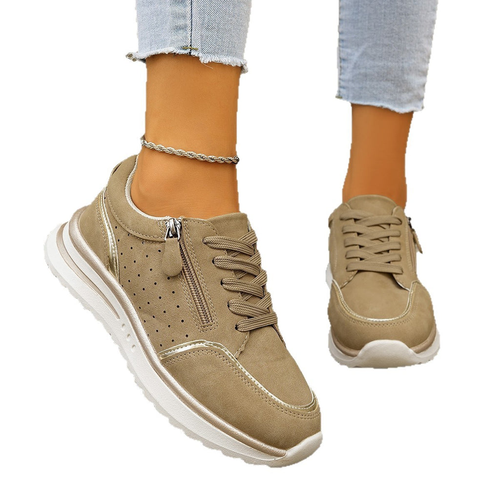 Side-zip Sneakers respirables avec une semelle chunky pour le confort