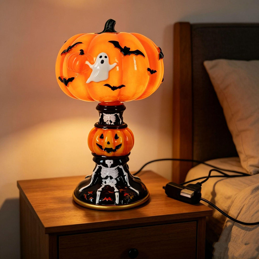 Lampe de table de citrouille Ghost Bat Glowing d'Halloween