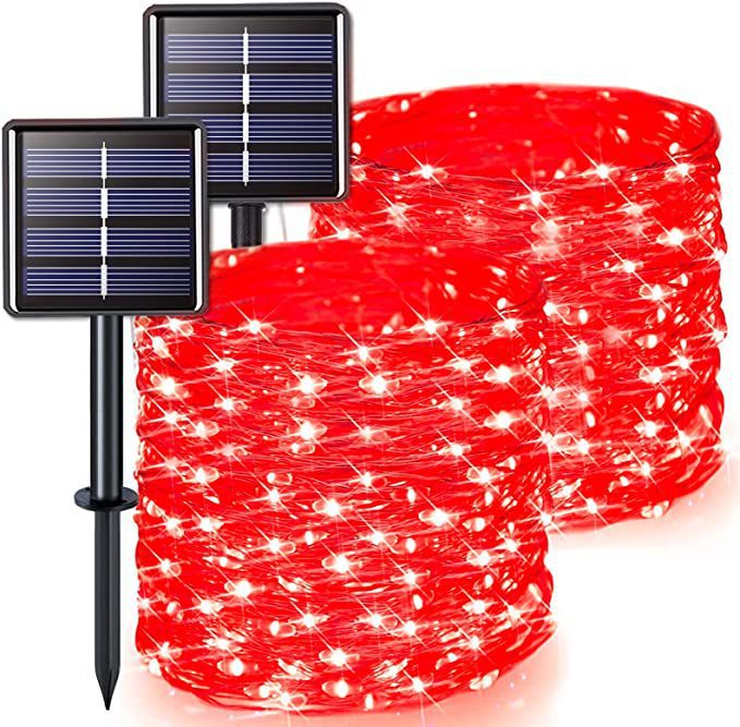 LED solaire en cuivre fil lampe Huit fonction chaîne de lumière
