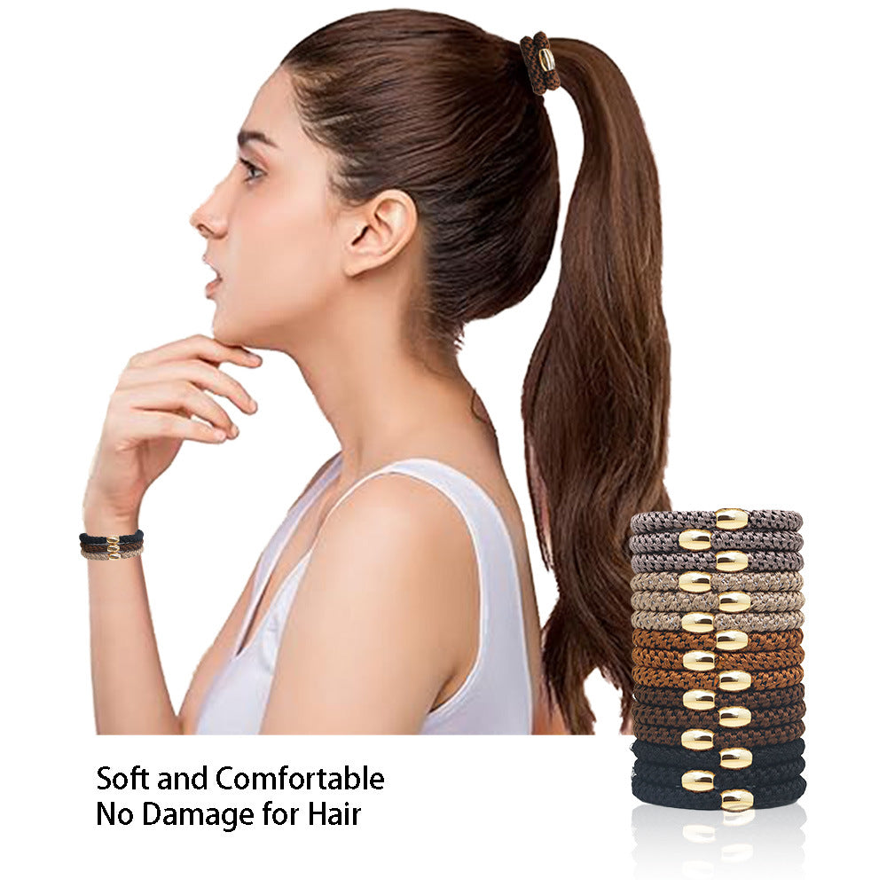 15 pièces Broderie fil Twist haute élastique bandes de cheveux en caoutchouc pour femmes bandes de cheveux corde H
