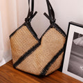 Sac tissé à la main polyvalent en paille rayée
