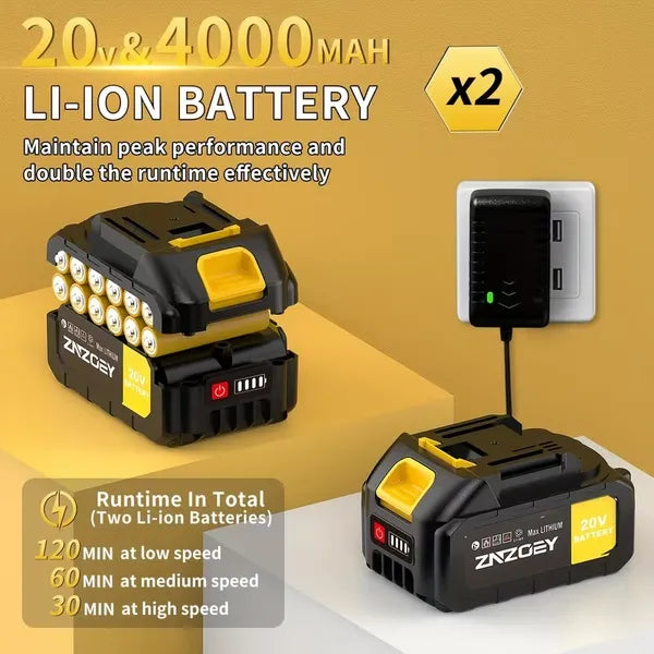 Bouton de feuille sans fil haute puissance avec batterie 4.0Ah – 580CFM & 160MPH