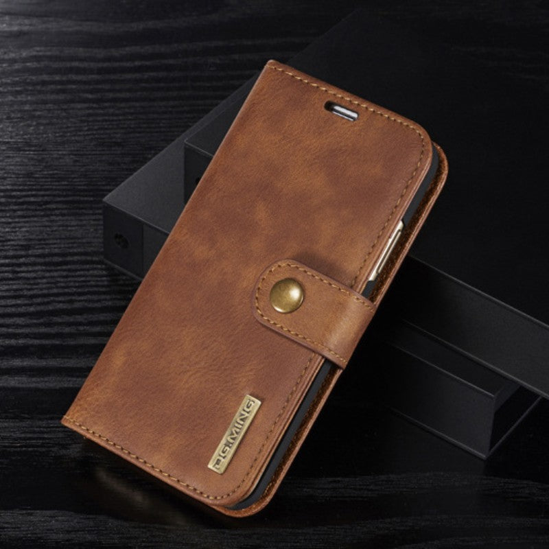 Cowhide Double Adsorption téléphone portable en cuir