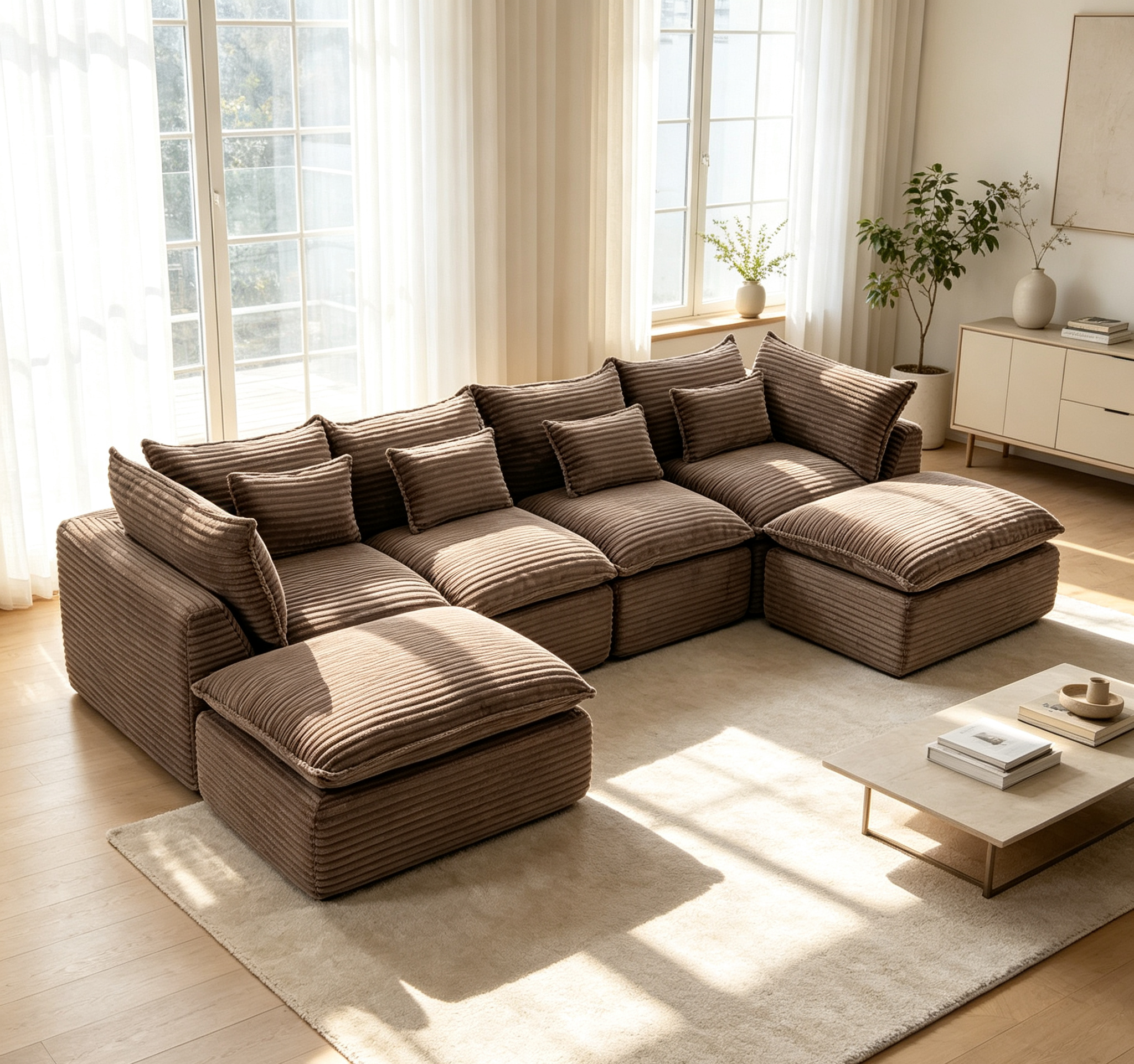 129,8" Largeur Cloud Couch Oversize Modular Sectional Canapé Vrai Relax Comfy Coupes Wide&De