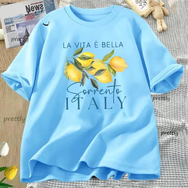 T-Shirt de coton d'été pour femmes au citron italien