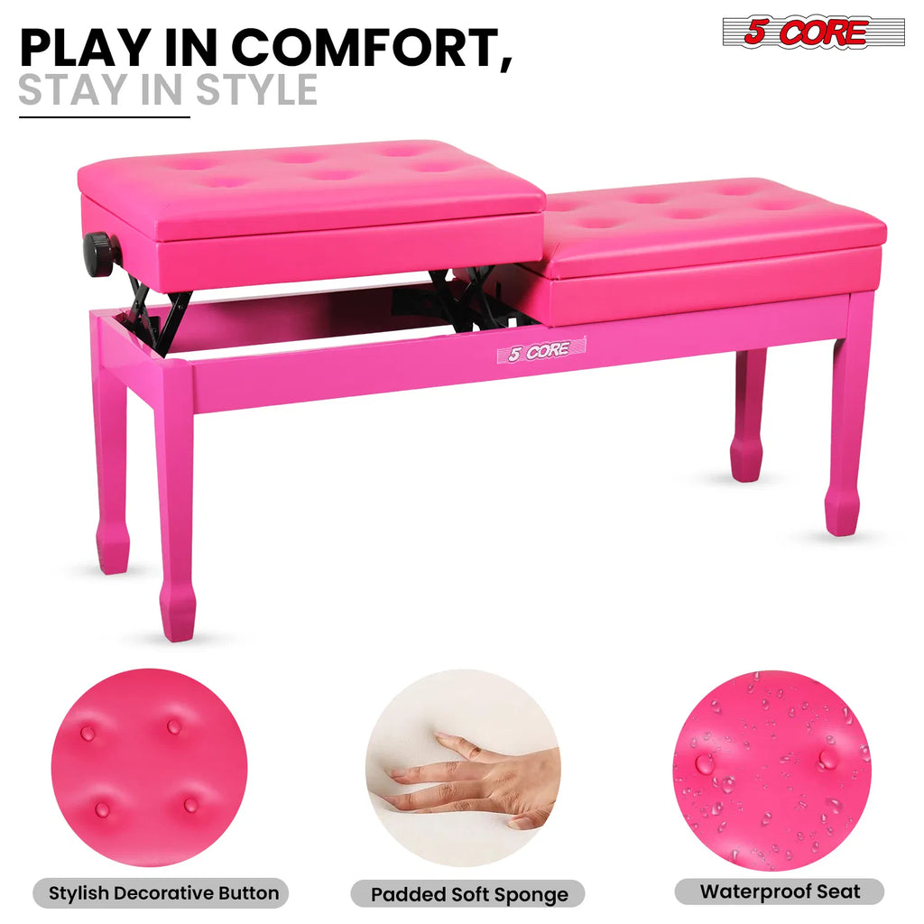 5 Core Duet Piano Banc 3.5 pouce rembourré Tabouret Coussiné Chaise Musicienne en bois lourd w