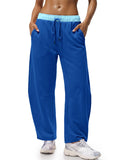Fisoew femmes large jambes sweatpants Baggy cordon drawstring élastique Waisted Travel Pants Colo
