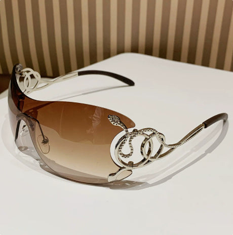 Lunettes de soleil en forme de cobra Sporty Rimless Coupe latérale