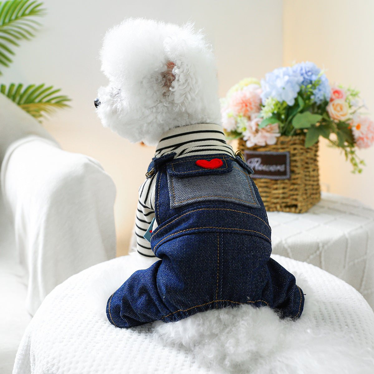 Chien de vêtements pour animaux de compagnie 4 pieds coeur Vintage