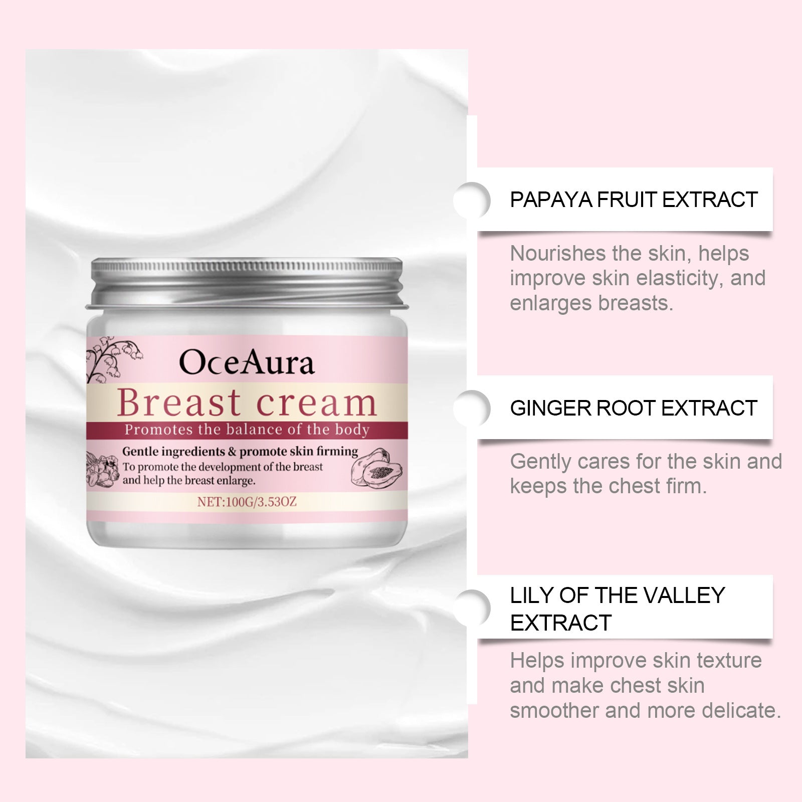 Oceaura Papaya Crème d'élasticité Crème hydratante et élastique pour soins de la peau