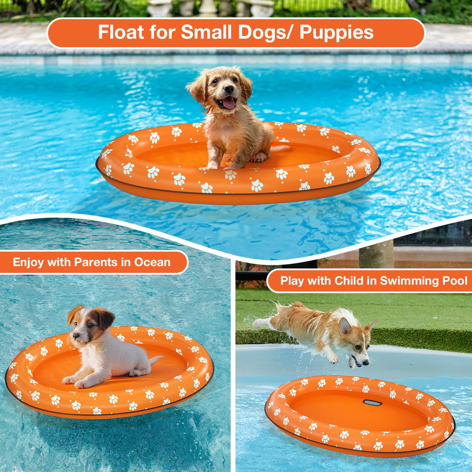 Raft de flottaison de chien souple pour chien - Float de natation gonflable pour chien pour l'été