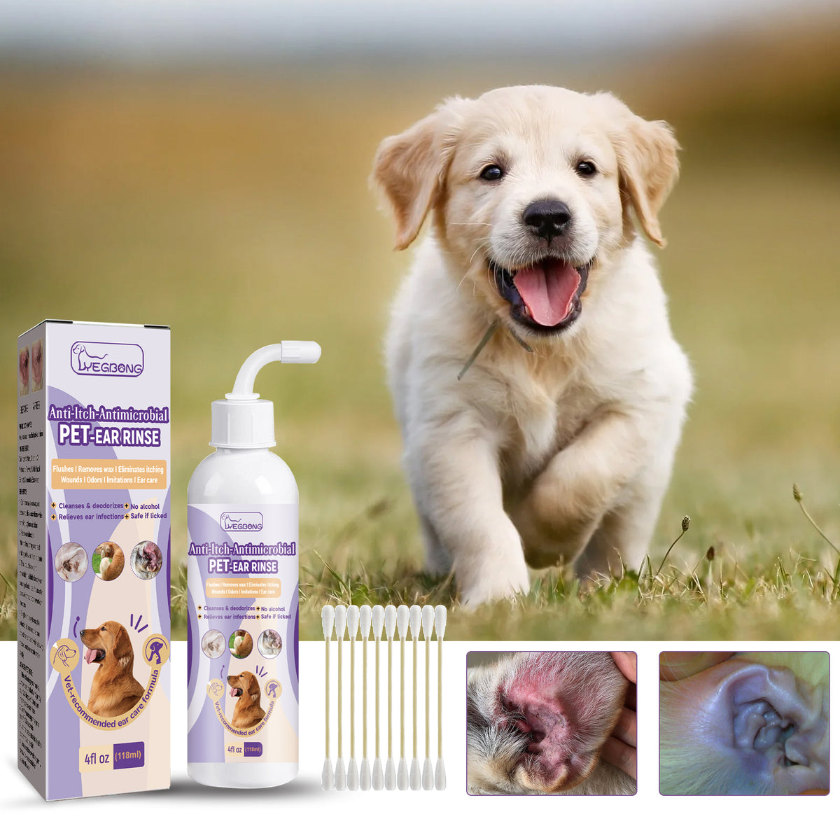 118ml Pet Ear Cleaner with Glycerin and Disodium EDTA