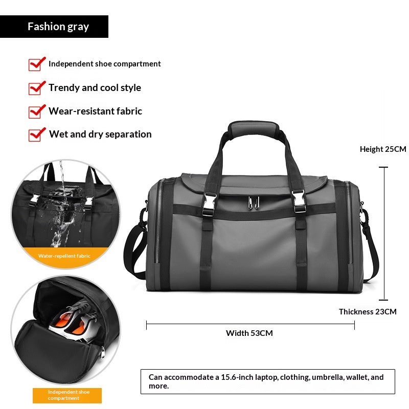 Outdoor Leisure Bag with Separate Shoe Compartment Multifunctional Travel Bag