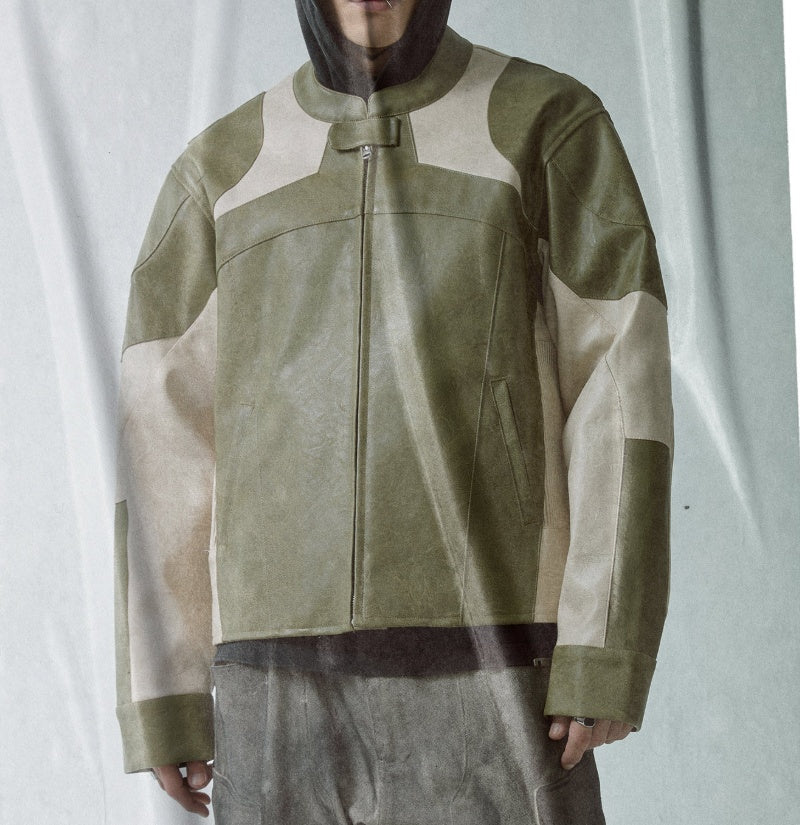 Veste en cuir Biker détendue, détendue