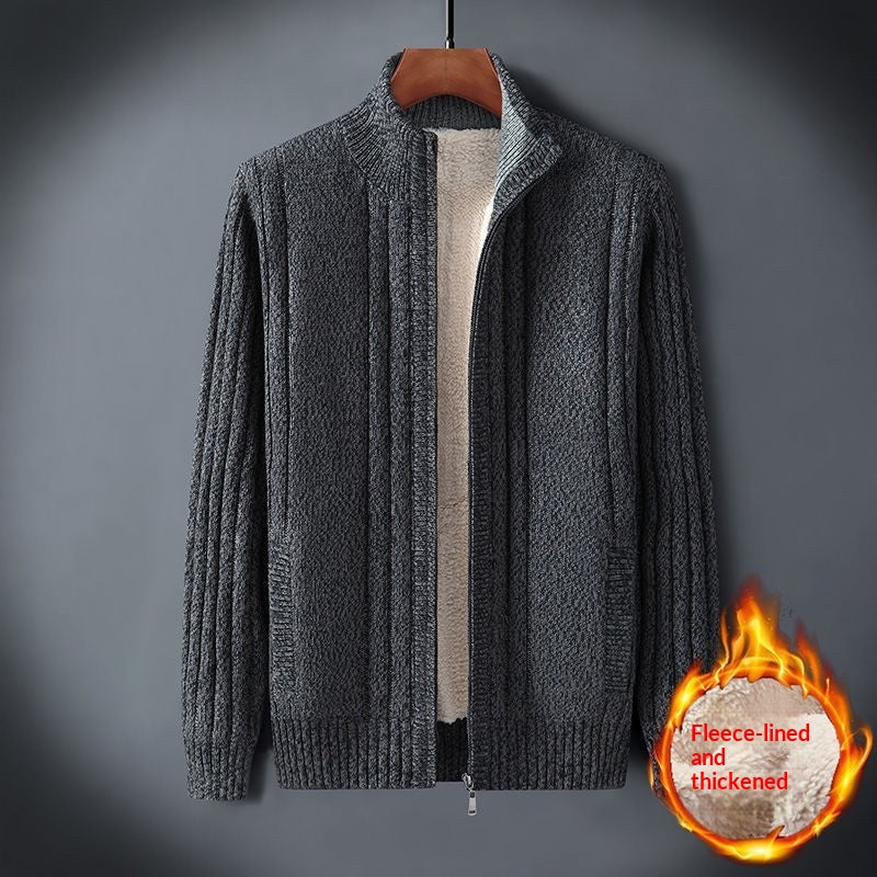 Pull en tricot de mode homme avec doublure en polaire