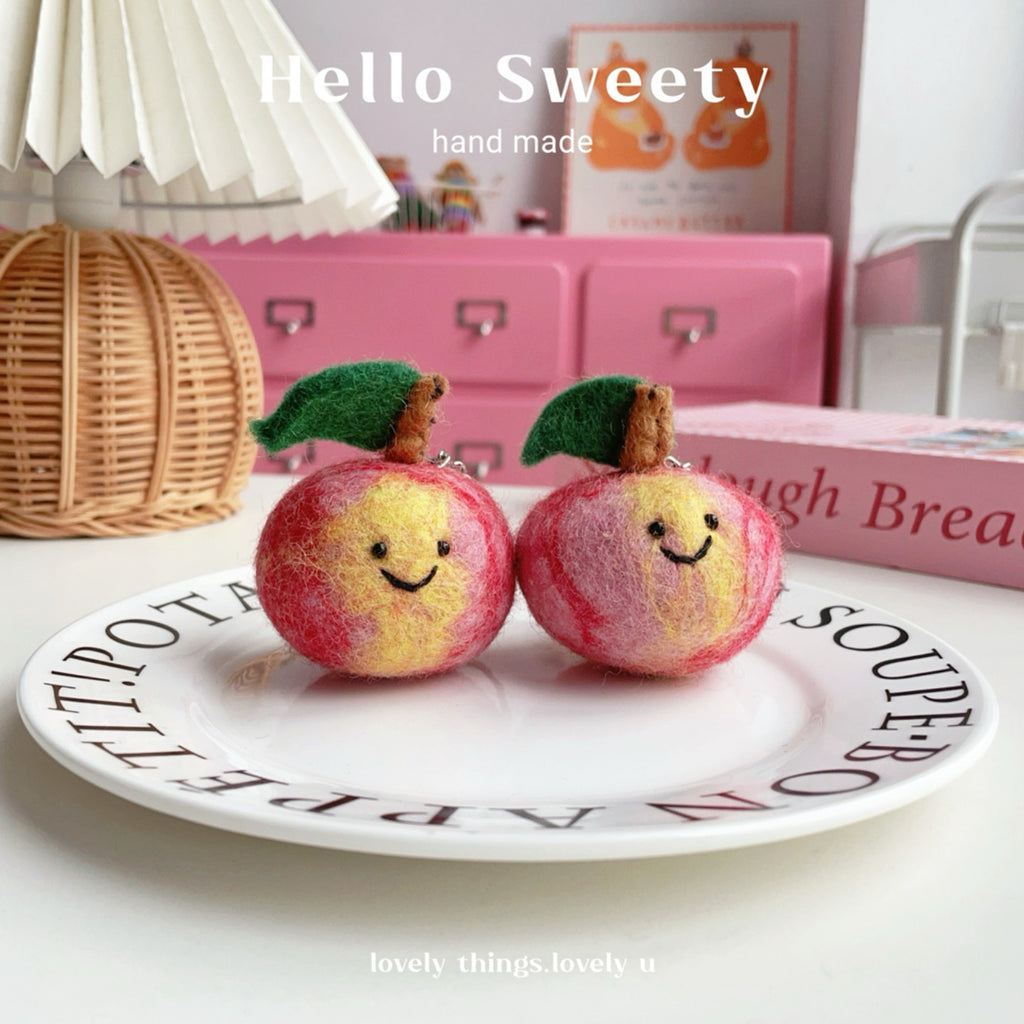 Nepal Laine fait main Felt Peach Fruit Porte-clés cadeau pendentif