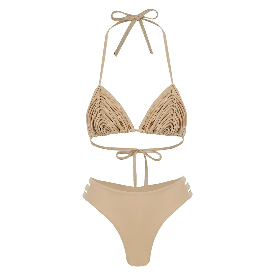 Maillot de bain bi-pièces en couleur unie pour femmes
