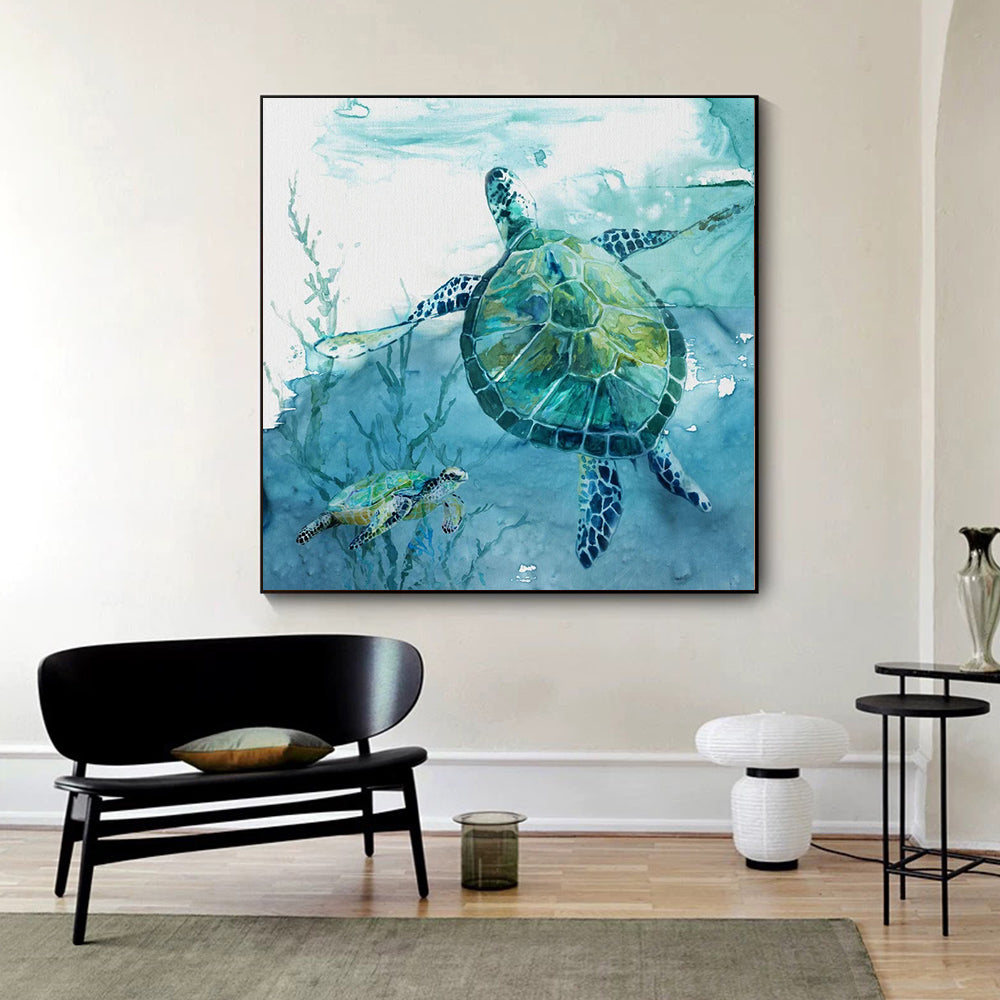 Peinture en toile de tortue Affiche d'art murale