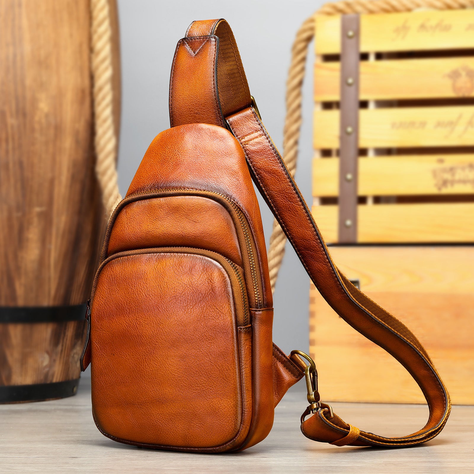 Sac d'épaule Cowhide pour hommes