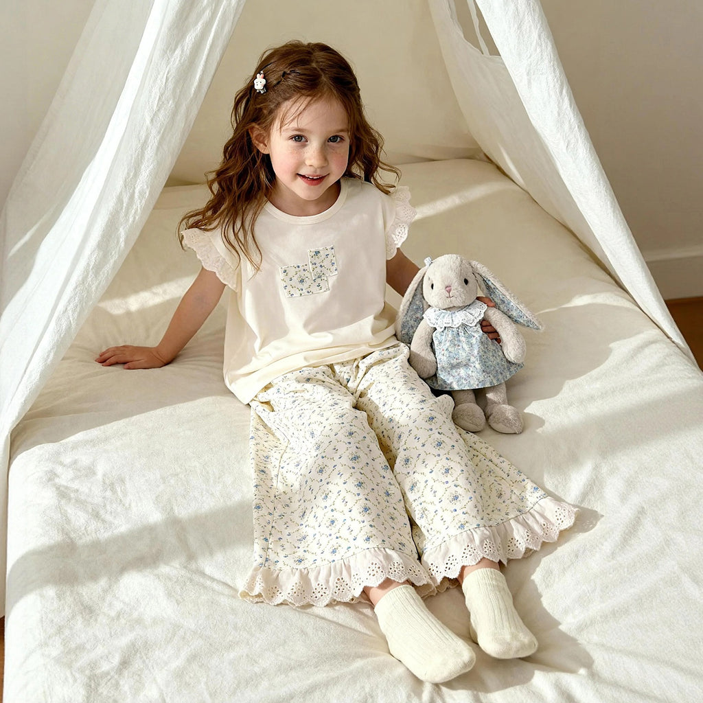 Princesse Style Floral Dentelle Patchwork Cozy Loungewear