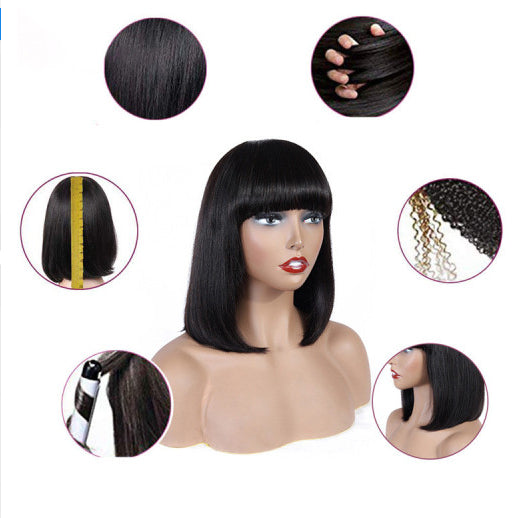 Cheveux humains Bob Wig Headgear Woven Top Coeur est naturel et réaliste