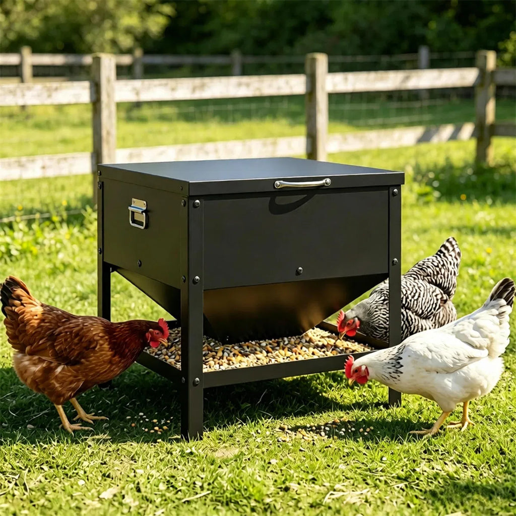 Hopper d'alimentation de poulet en acier inoxydable robuste avec couvercle de levage