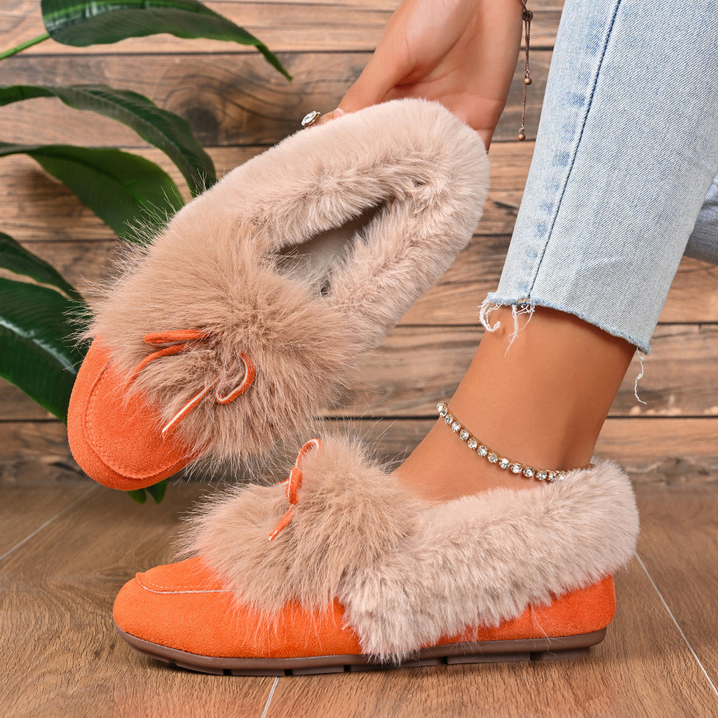 Chaussures de coton ronde avec une Bow pour femmes