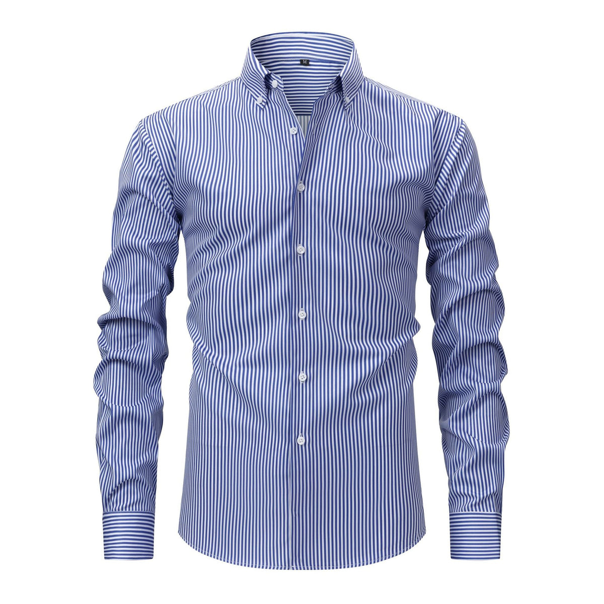 Jiachuan European and American Elastic Non-Iron Men's Shirt Long Sleeve Digital Print Stri