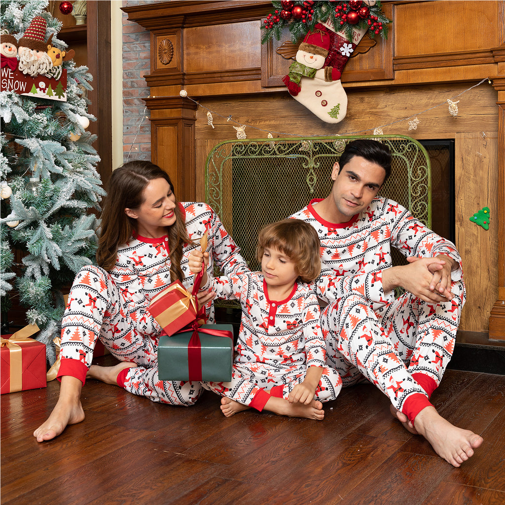 Cou rond à manches longues imprimé pyjama pour parent-enfant de Noël