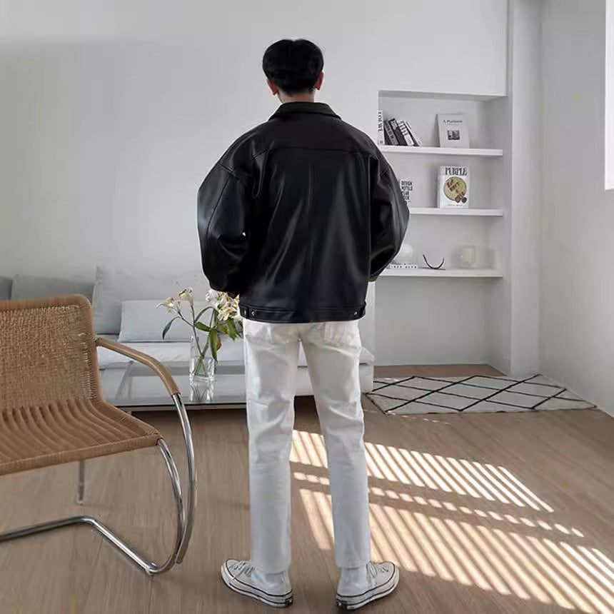 Leather Casual Baseball Uniforme Veste de Moto