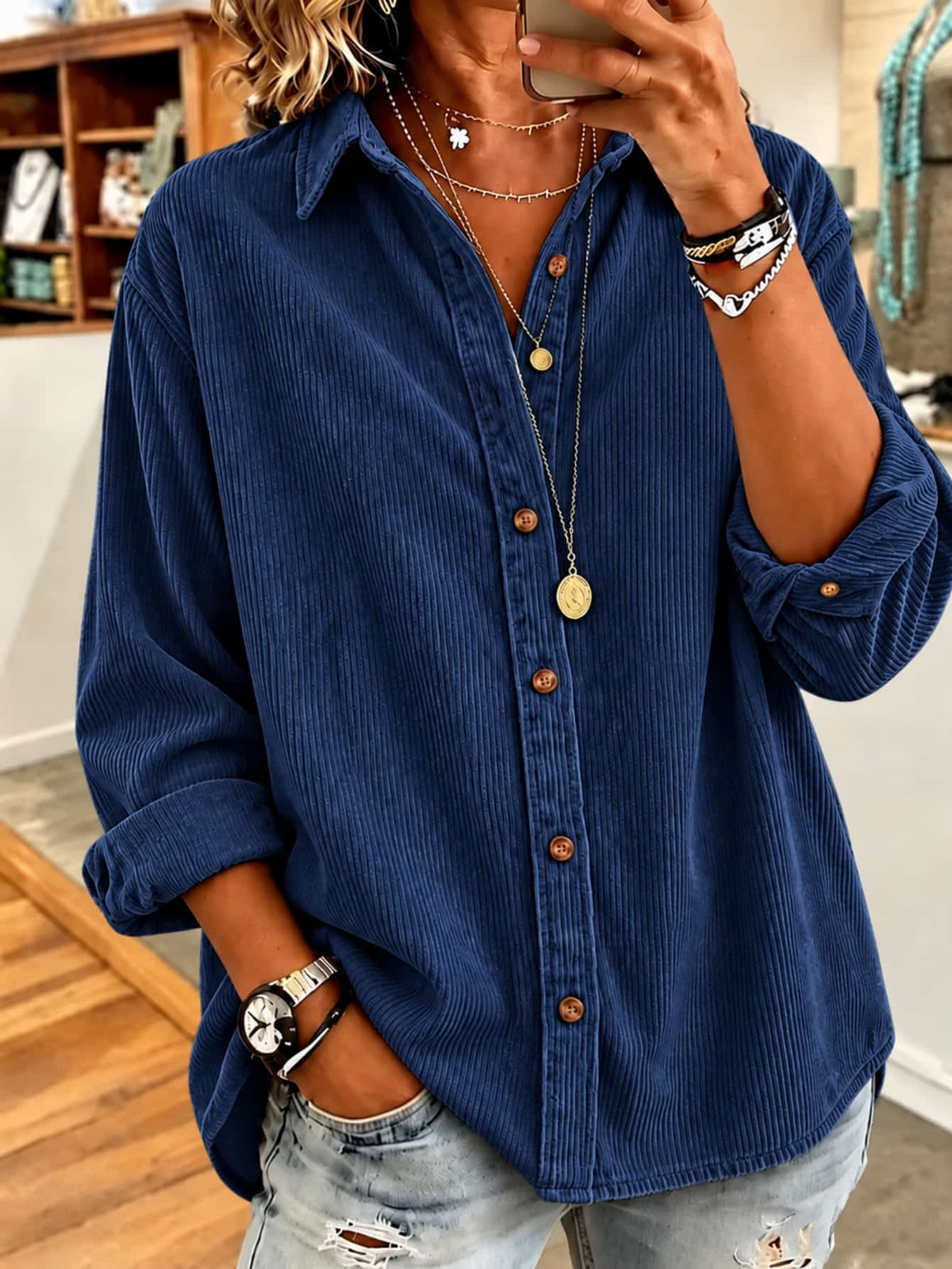 Chemise de cardigan à manches longues