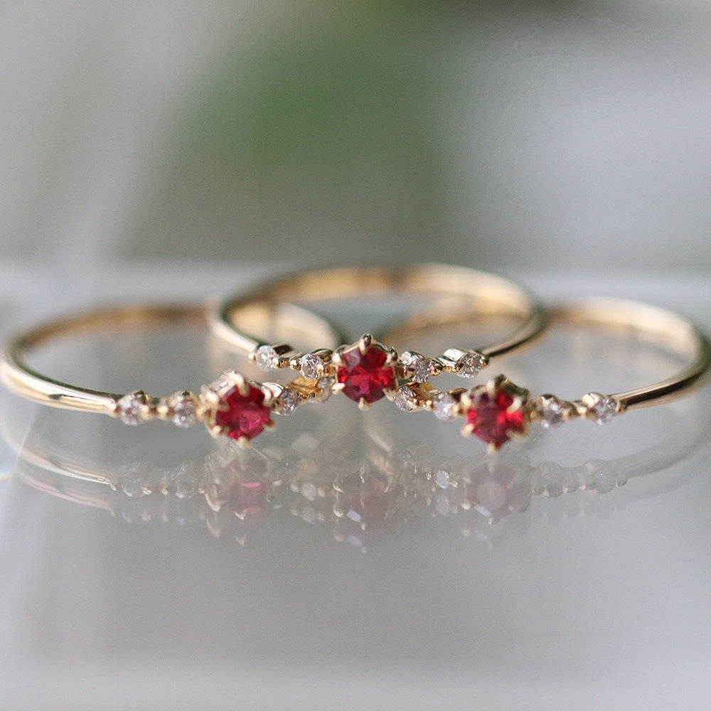 Ruby mode avec Diamonds Bague de mariage de fiançailles en or 16k pour femmes