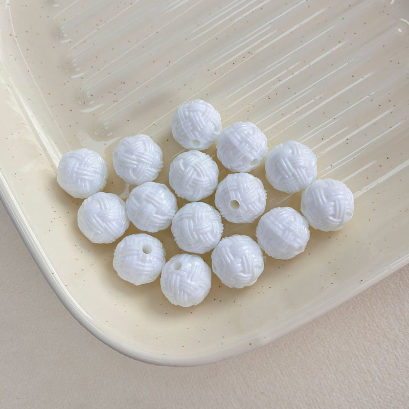 Perles d'espacement rond en acrylique texturé avec trou droit