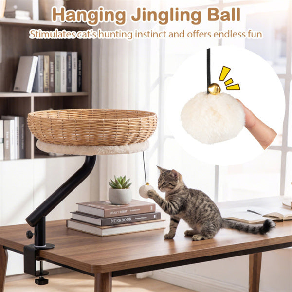 360-degree rotating desktop cat bed perch