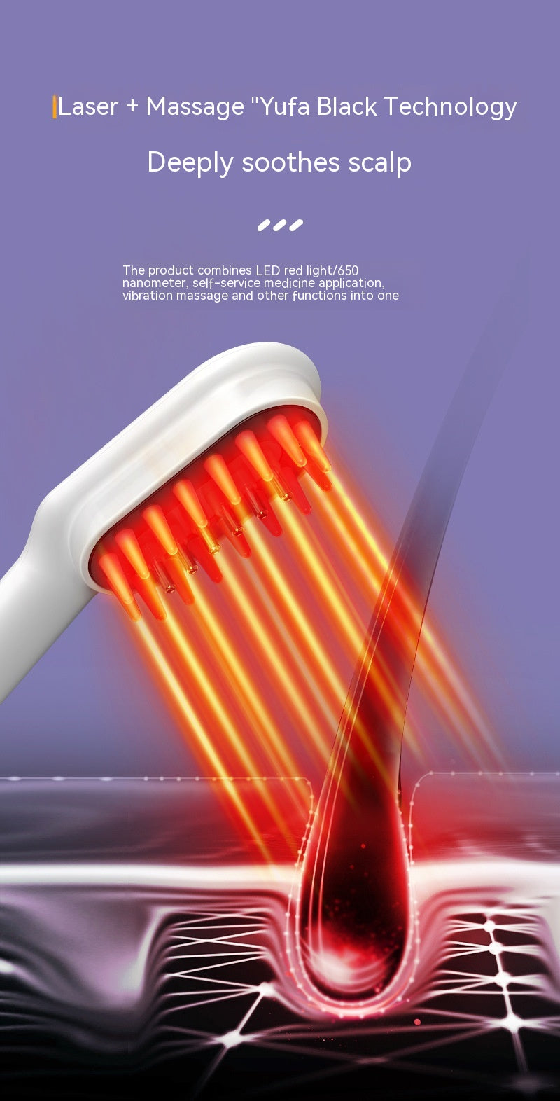 Scalp Medicine Feeder Care Massage Bleu Lumière Rouge Lumière Cheveux Croissance Tonic Import Comb